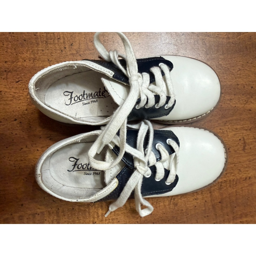 Footmates Cheer Kids Navy White Leather Saddle Shoes Oxfords 8.5M